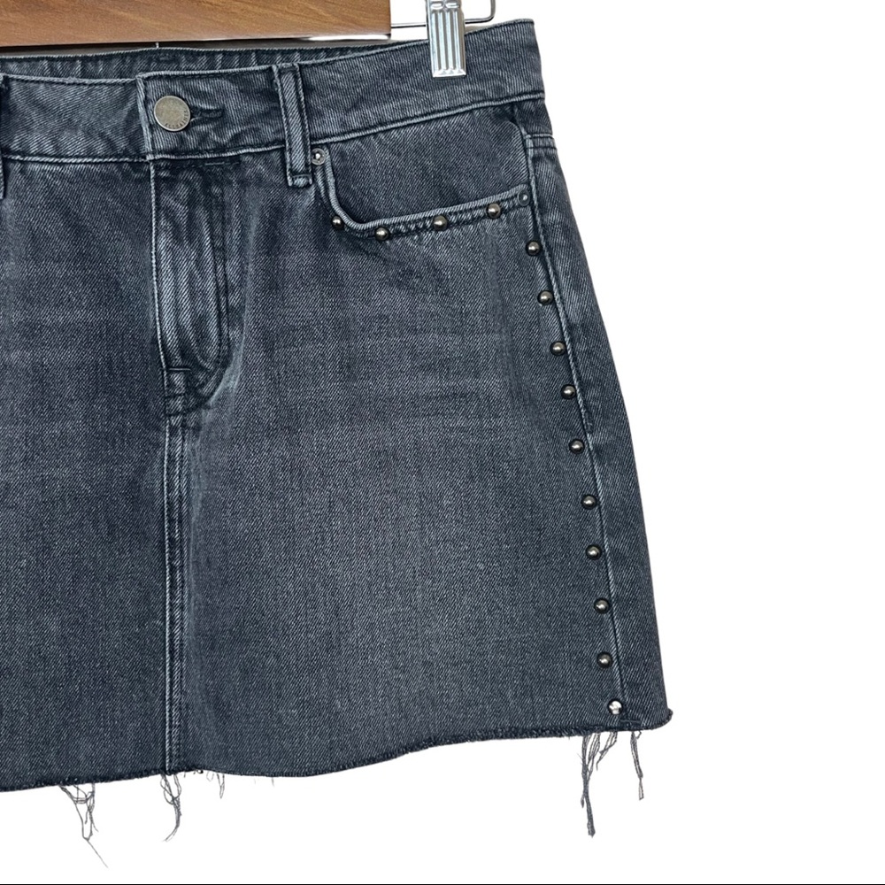 ALLSAINTS Black Raw Hem Studded Denim Mini Skirt Size US 6 - Picture 4 of 7
